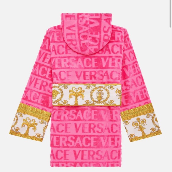 VERSACE I ❤️ BAROQUE SHORT HOODIE BATHROBE - Picture 3 of 5